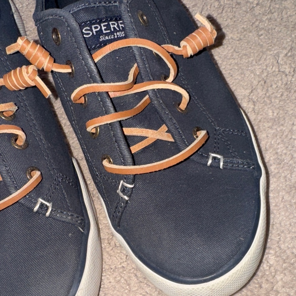 Sperry Dark Blue Sneakers with Brown Laces - Picture 3 of 8